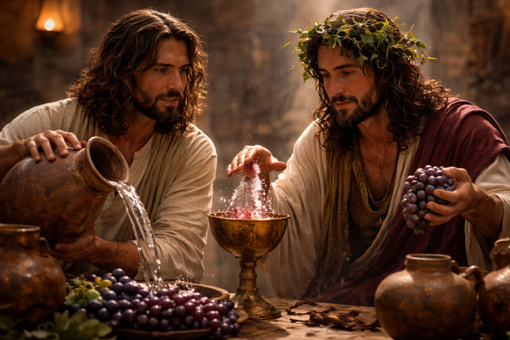 Jesus e Dionísio O Milagre de Transformar Água em Vinho